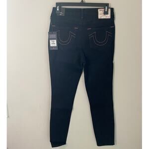 New True Religion Halle High Rise Super Skinny Black Denim Jeans Size 27